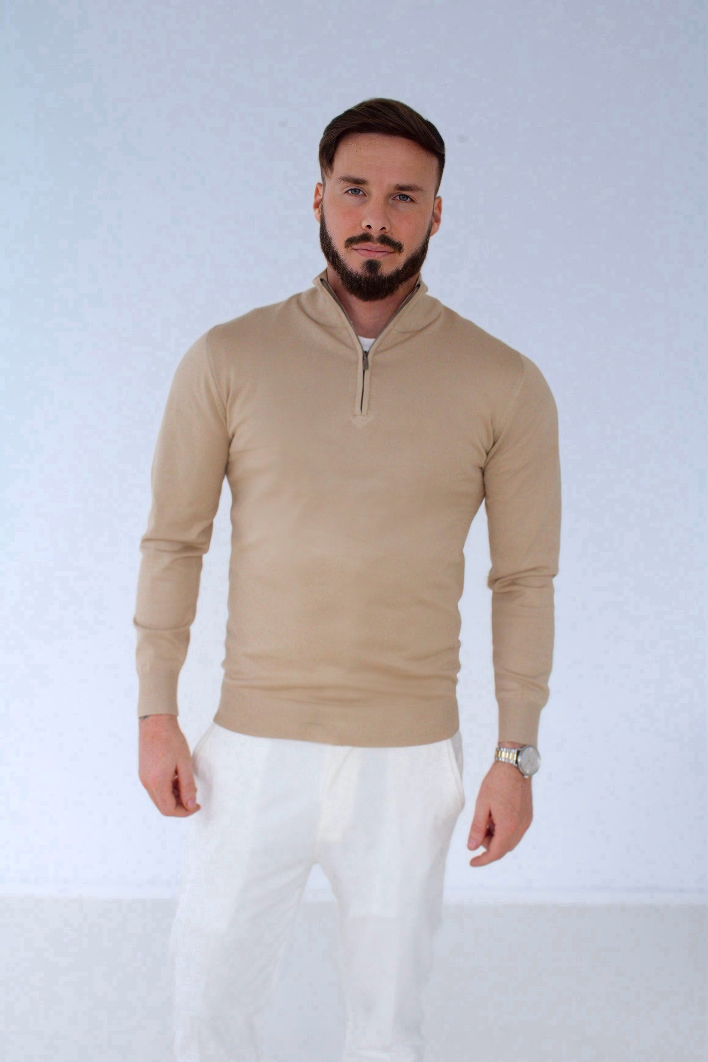 OLD MONEY HALFZIPPER BEŽ