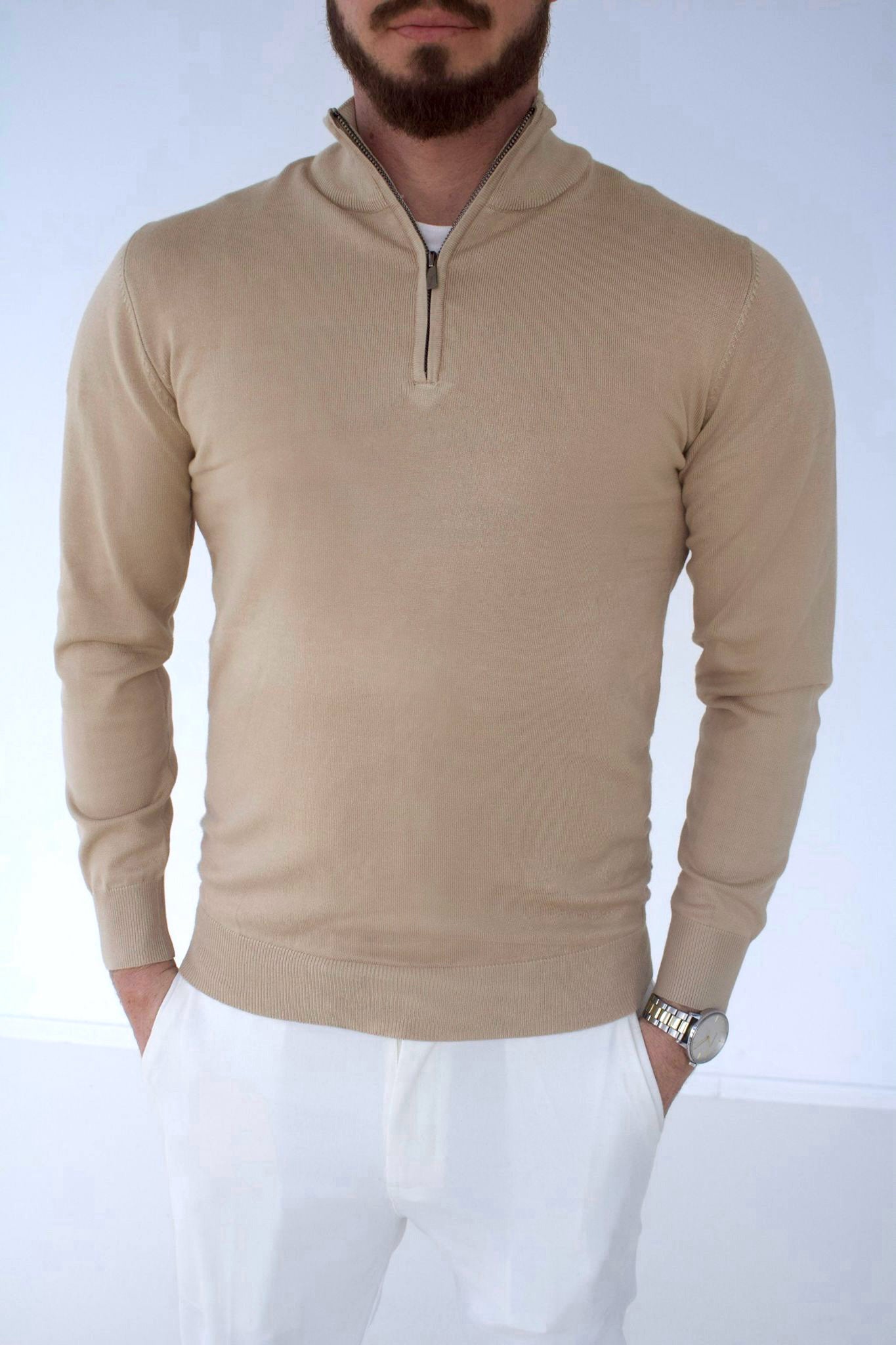 OLD MONEY HALFZIPPER BEŽ